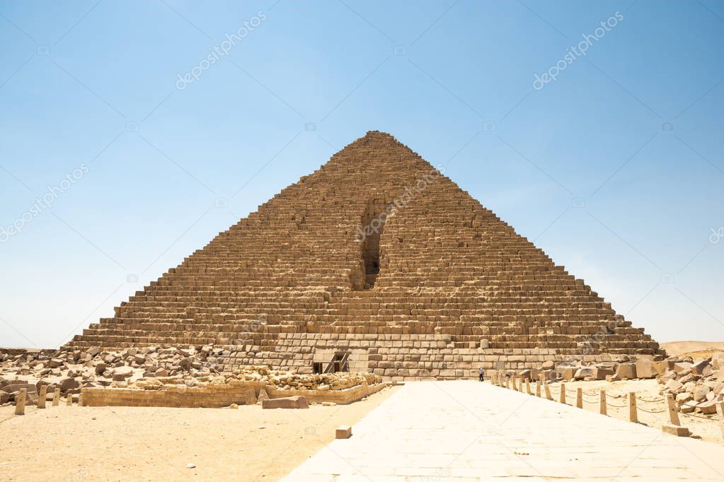 The Pyramid of Menkaure is the smallest of the three main Pyrami