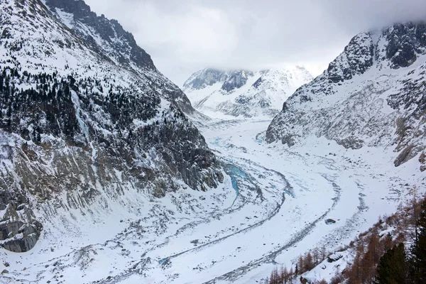 Gletsjer Mer Glace Mont Blanc Massief Frankrijk — Stockfoto