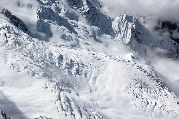Glaciar Des Bossons Sobre Ciudad Turística Chamonix Francia — Foto de Stock