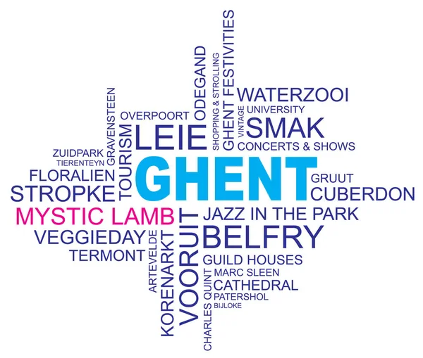 Gent Kelime Bulutu Belçika Şehir Flanders Vektör Eps10 — Stok Vektör