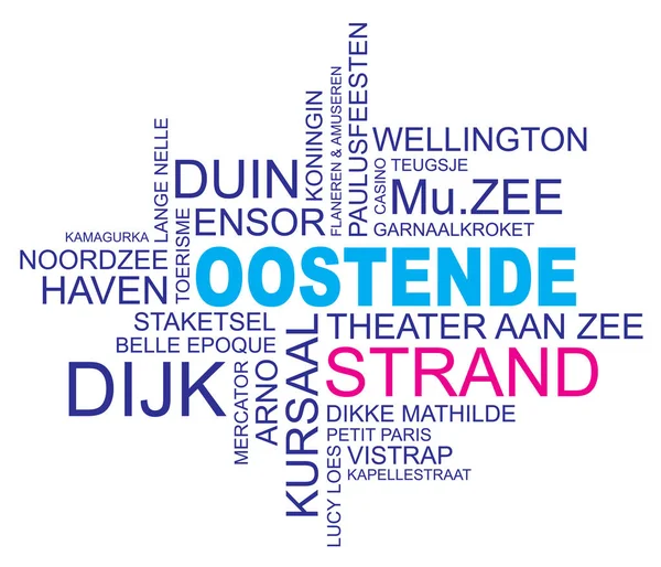 Parola Nube Intorno Ostenda Città Belgio Fiandre Immagine Vettoriale Versione — Vettoriale Stock