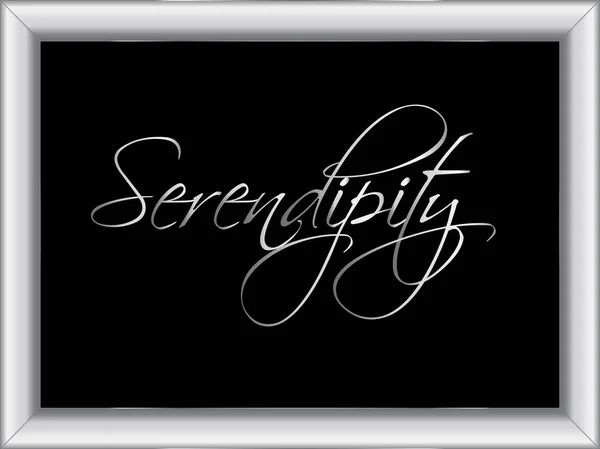 siyah arka plan, vektör görüntüsü, eps10 üzerinde Serendipity kelimesi ile temel bir gümüş çerçeve illüstrasyon