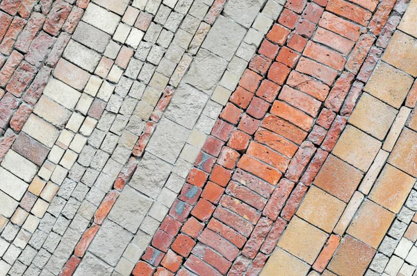 Irregular Diagonal Brickwork Pattern Different Colors Shapes Bricks Background Image — Stock Photo, Image