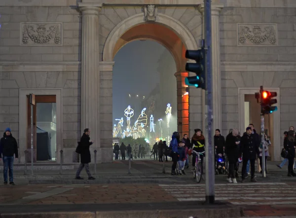 Milan Italy December 2016 Evening View Porta Garibaldi Christmas Ambiance — Stock Photo, Image