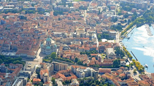 Vista Aerea Como Con Duomo Como Marina Sul Lago Como — Foto Stock