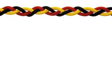 Almanya bayrağı dalgalı ipler üç renk yaptı. Beyaz izole