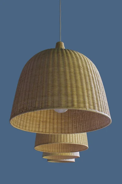 Three rattan handmade kraft lights composition — Stock Photo, Image