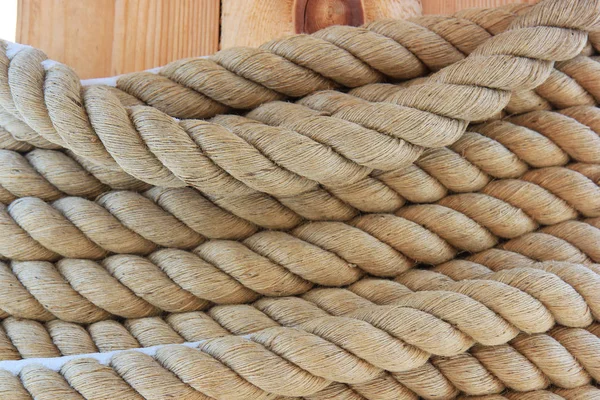 Brown Rope Bound Wide Post Tight Rope Keeping Together Holding Stock Photo