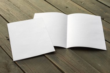 Kimlik marka için şablon. Grafik tasarımcıları sunumlar ve ahşap arka plan üzerinde izole portföyleri, mock-up, için.