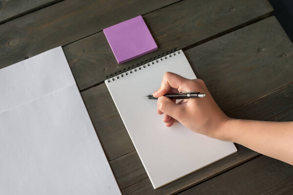 Template for branding identity. For graphic designers presentations and portfolios, mock-up, isolated on wooden background.