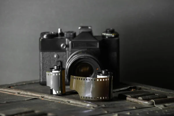 Oude Retro Camera Film Patroon Een Vintage Achtergrond — Stockfoto