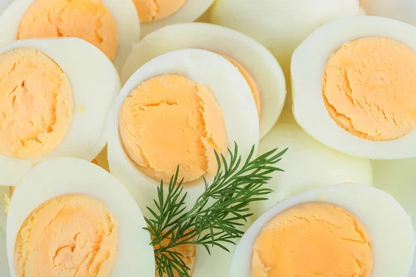 Boiled Eggs Dill Top View Closeap — Stock Photo, Image