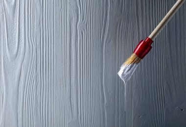 Beyaz boya ile boya fırçası .