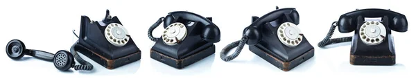 Old black phone isolated on white. — Stock Photo, Image