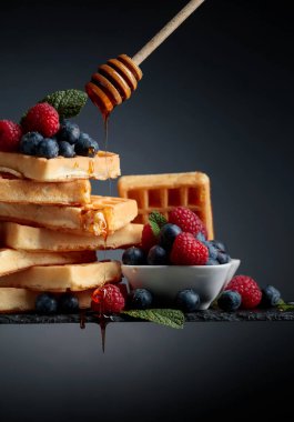 Yaban mersini, ahududu ve taze nane ile Belçikalı Waffle.