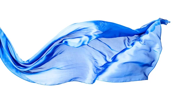 Hladký elegantní modrý průhledný hadřík izolovaný na bílém backgrou — Stock fotografie
