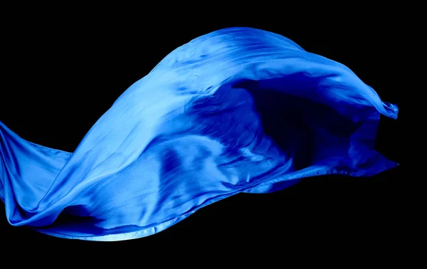 Smooth elegant blue transparent cloth isolated on black backgrou — Stock Photo, Image