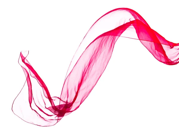 Red scarf in the wind , isolated on white. — Stock Photo, Image