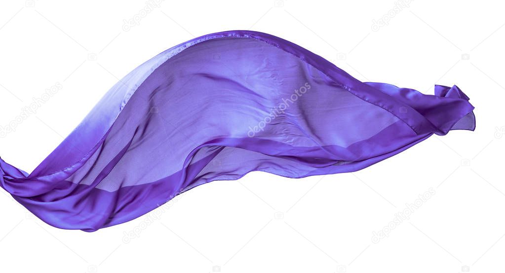 Smooth purple transparent cloth isolated on white background.
