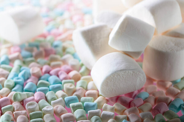 Close up of various marshmallows  .