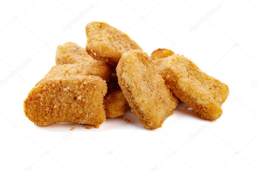 Chicken nuggets isolated on a white.