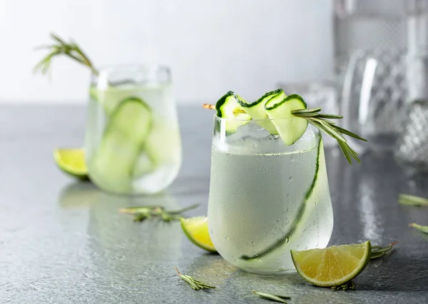 Detox Drink Eller Grön Iskall Uppfriskande Lemonad Med Rosmarin Gurka — Stockfoto