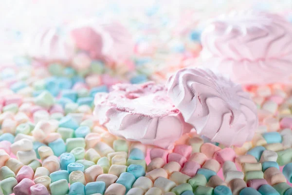 Närbild Olika Marshmallows Selektivt Fokus — Stockfoto