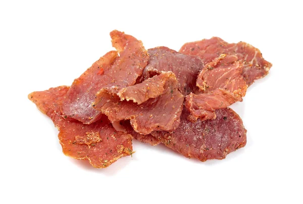 Fette Salumi Piccanti Isolate Fondo Bianco — Foto Stock