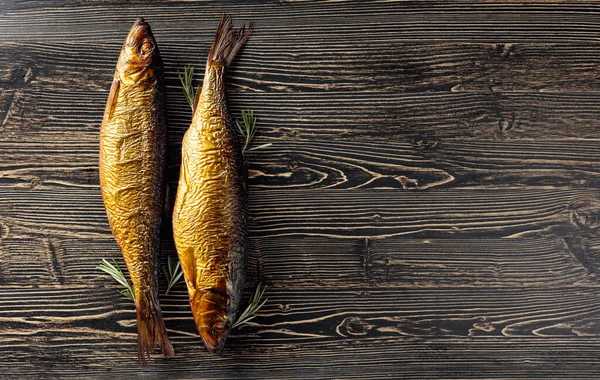 Smocked Herring Old Wooden Table Traditional Food Baltic Counties Top — Stock Photo, Image