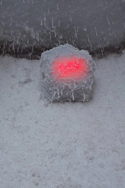 Salt room. Salt cave with red LED back lighting.