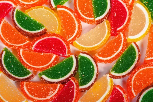 Multi Gekleurde Stukken Vorm Van Stukjes Sinaasappel Marmelade — Stockfoto