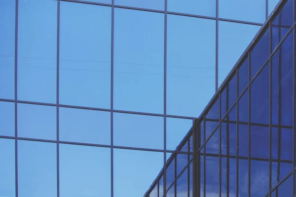Glasblaue Wand Eines Bürogebäudes Abstrakter Hintergrund — Stockfoto