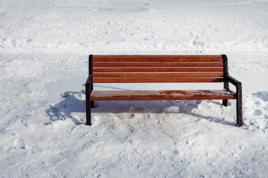 Tezgah ve çöp tenekesi kış park.