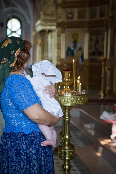 Pessoas Igreja Para Batismo Crianças Rússia — Fotografia de Stock