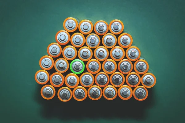 Lithium AA batteries on a green background