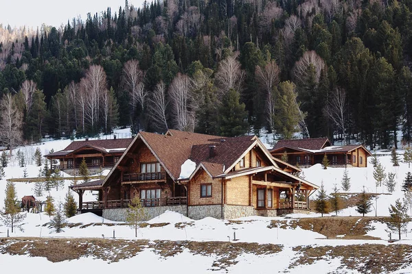 Wood House Winter Alpine Mountains — Stock Photo, Image