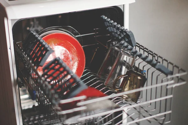 Open dishwasher. — Stock Photo, Image