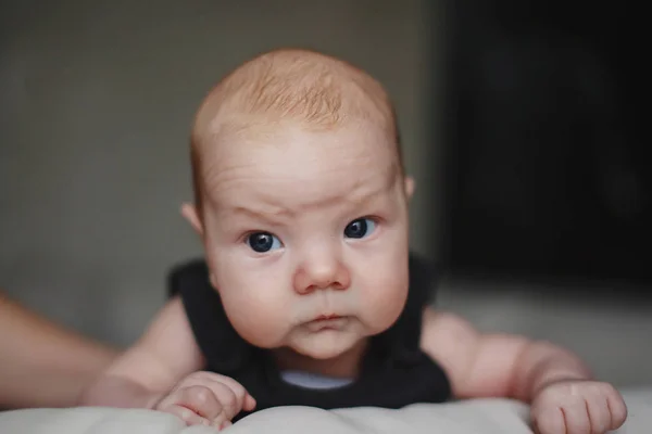 Pequeño bebé calvo de dos meses . —  Fotos de Stock