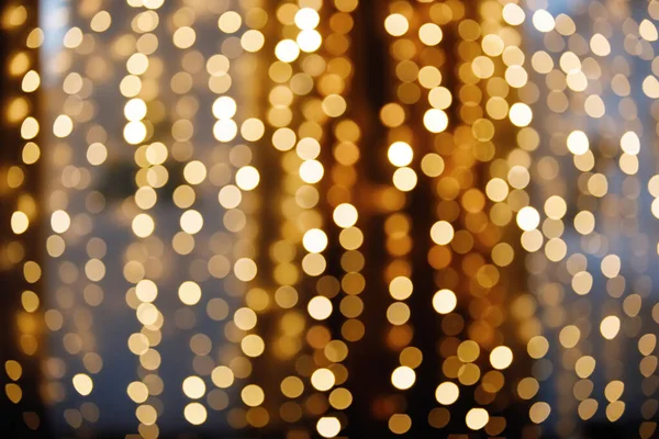 Bokeh Background Yellow Blurred Lights Black Festive Abstract Defocused Lights — Stock Photo, Image