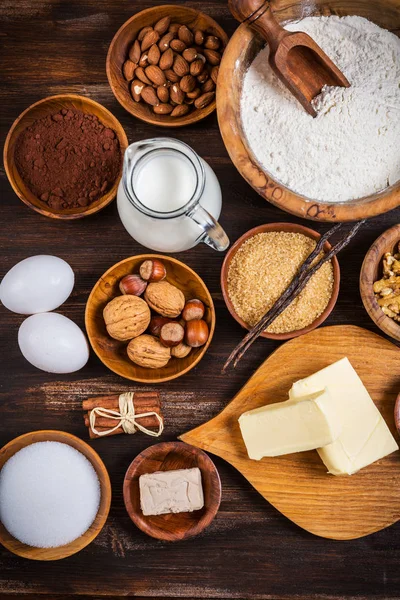 Variação Ingredientes Cozimento Para Biscoitos Natal Bolo — Fotografia de Stock