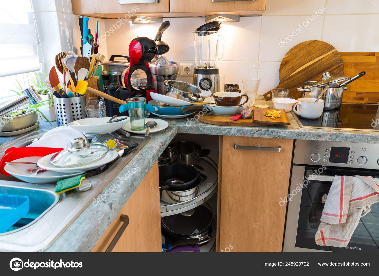 Compulsive Hoarding Syndrom Messy Kitchen Pile Dirty Dishes Stock Photo Image By Brebca 245929792