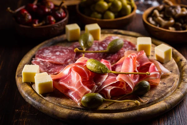 Serrano Ham Platter Variation Appetizers — Stock Photo, Image