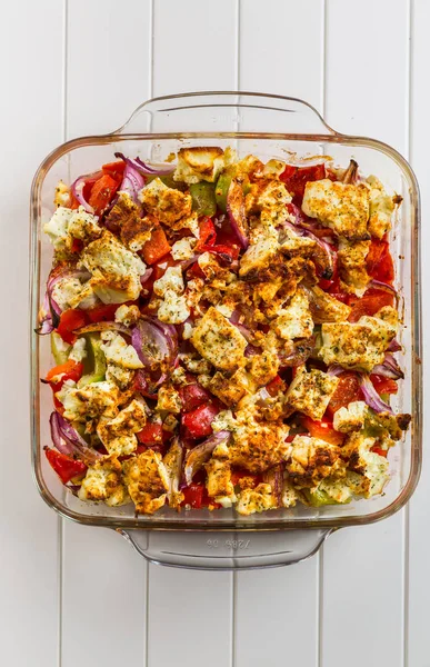 Baked vegetables with feta cheese — Stock Photo, Image