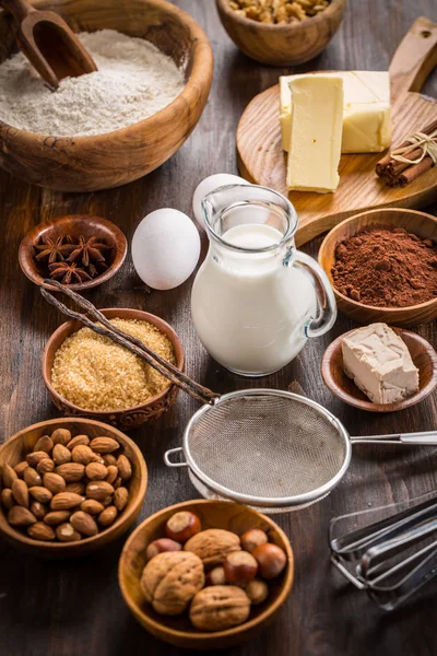 Assortment of baking ingredients for Xmas cookies — Stock Photo, Image