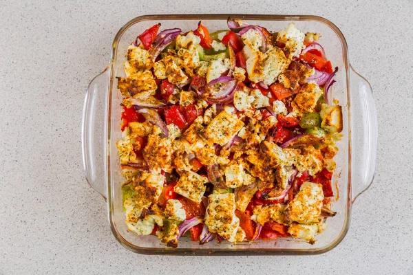 Baked vegetables with feta cheese — Stock Photo, Image