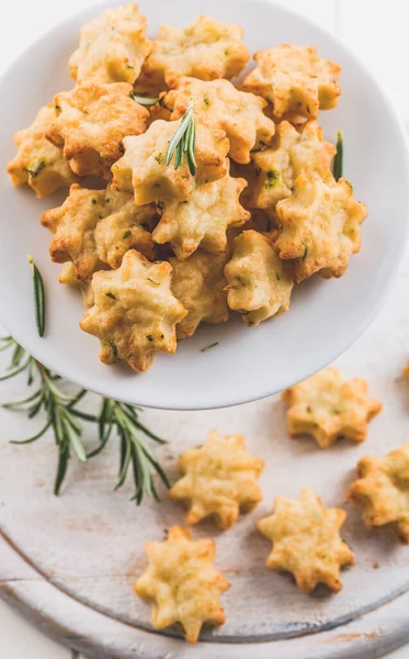 Parmesanplätzchen Mit Rosmarin Salzige Käsekekse Gesunde Snacks — Stockfoto