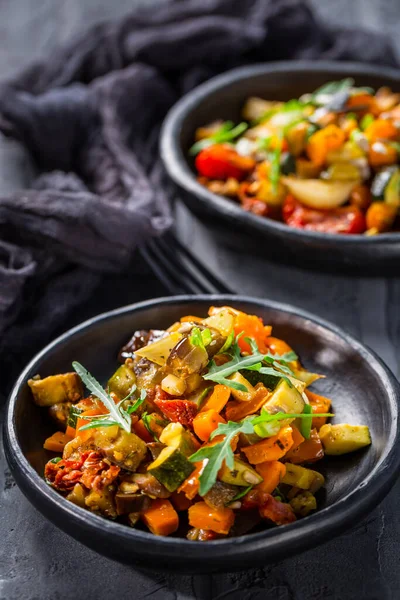Low Carb Salad Grilled Vegetables Rocket Arugula Seeds — Stock Photo, Image