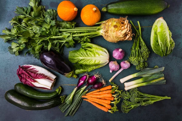 Auswahl Gesundem Gemüse Und Zutaten Für Gesundes Kochen Und Ernährung — Stockfoto