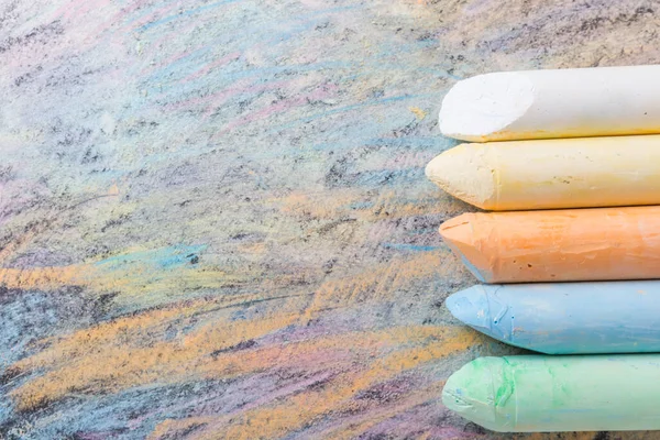 Chalks Colorful Painted Background Back School Art Concept Copy Space — Stock Photo, Image