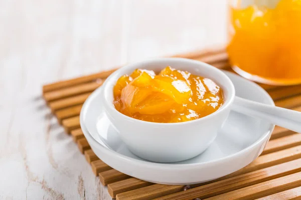 Caillé Citron Gelée Fruits Dans Petit Bol Bocal Verre Pour — Photo